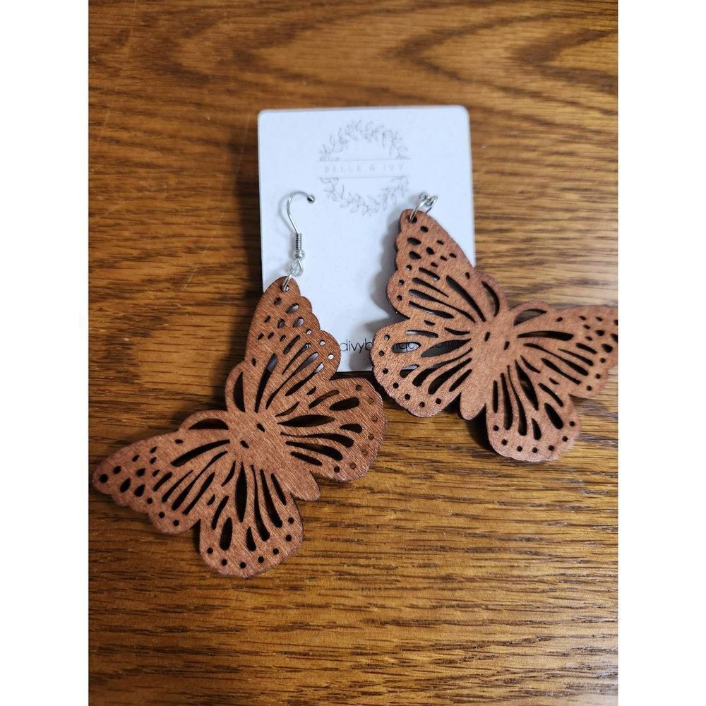 Balsa wood butterfly earrings